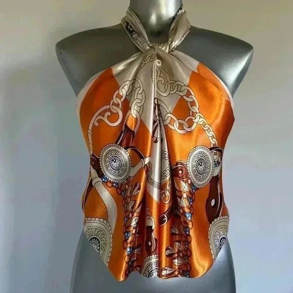 🆕Luxury Satin Print Scarf  90cmx90xm - Picture 4 of 15